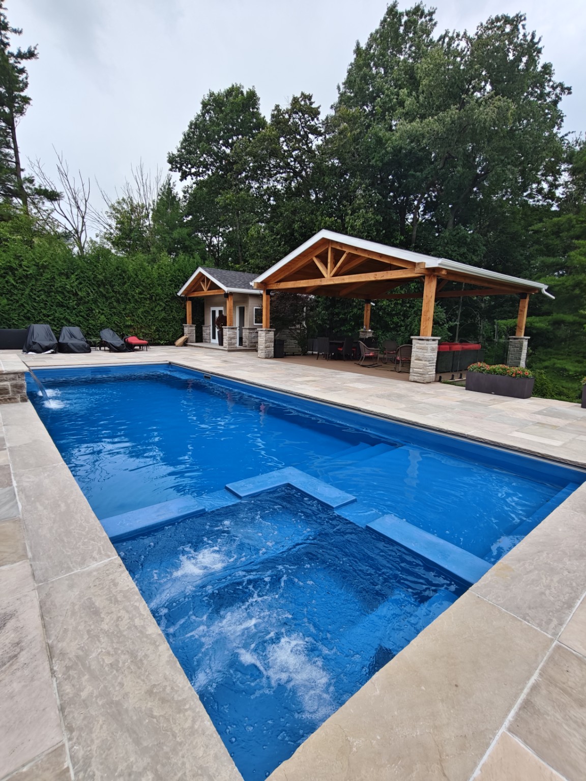 Custom cabana and deck project by Mako Construction